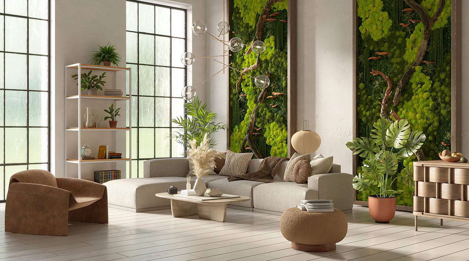 moss wall, burjkhalifa, vertical garden, biophilic design, bespoke tree, indoor & outdoor plants, landscaping, interior Dubai, UAE